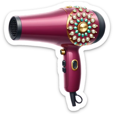 burgundy blow dryer covered in ges sticker