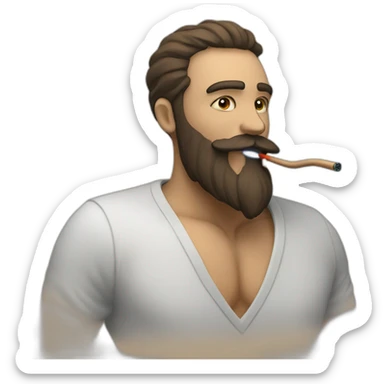 man with a beard smokes a hookah sticker