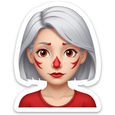 white-gray haired heavy red tattooed big nose young girl sticker
