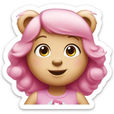 carebear with girls face sticker