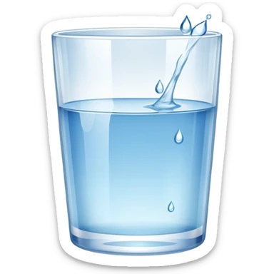 glass of water with water droplets, refreshing and clear sticker