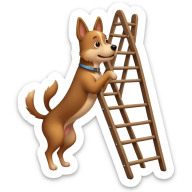 Dog holding a ladder sticker