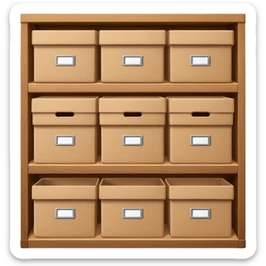 storage with boxes on shelves sticker