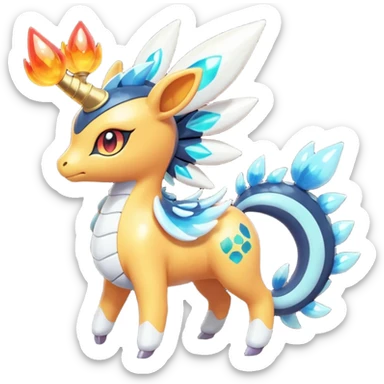 loopy loony toony honey-dipped buzzing bumbling fuzzy cute fiery ivy-hydro-Meloetta-Dialga-Salamence-Giratina-Rapidash-Pokémon-Fakémon-fusion-hybrid-creature sticker