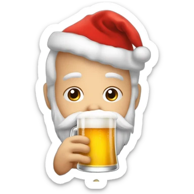 Père Noël qui offre un verre de bière à un enfant comme cadeau sticker