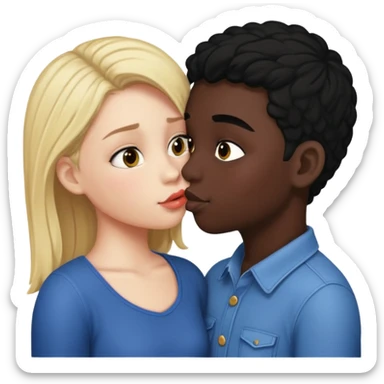 With boy kisses black girl sticker