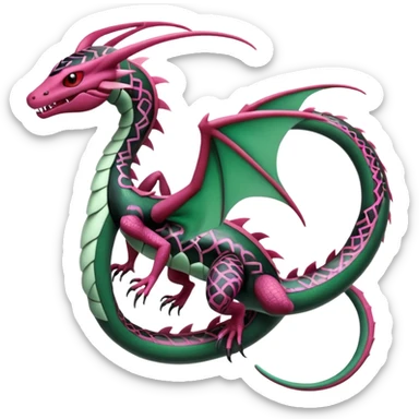 Magenta, black and white Flygon-Gorebyss-Salandit-Rayquaza-Pokémon-Fakémon-creature-fusion-hybrid sticker