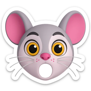 Change the expression to have an open mouth instead of tongue out. Make the grey outline color above the eye darker. Keep the same colors for the rest. The original style is 3D emoji style, please maintain the 3D emoji style look with transparent background. sticker