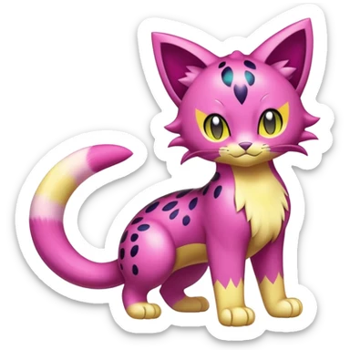 Shiny Colorful Liepard-Skitty-Delcatty-Pokémon-Fakémon-hybrid-creature (full body) sticker