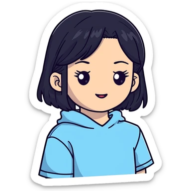 Jennie from BLACKPINK K-pop idol with black hair sticker