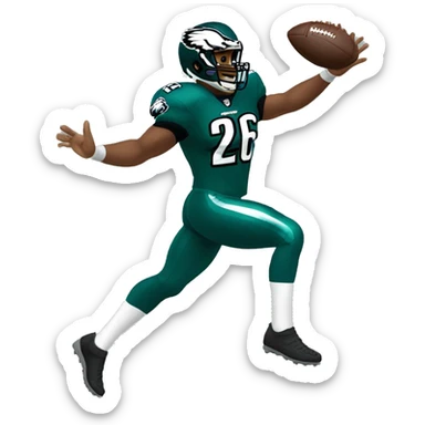 philadelphia eagle player football number 26 jumping kelly green sticker