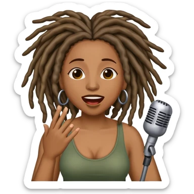 Black woman with locs singing  sticker