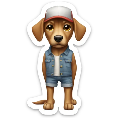 Dog in shorts and trucker cap sticker