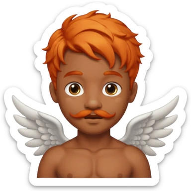 Black cupid with orange hair and mustache sticker