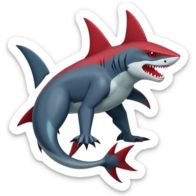 Realistic dark edgy Sharpedo-Zoroark-Scizor-canine-vernid-sergal-fursona-hybrid-animal creature with a shark-tail and red scars, full body, with cool sharp markings  sticker