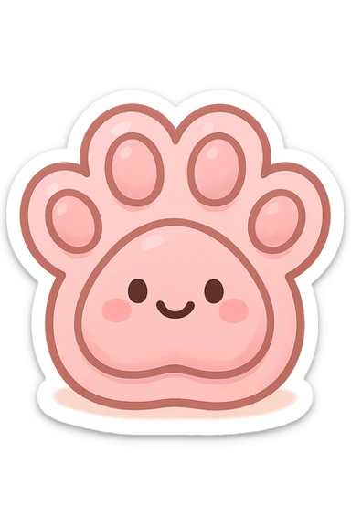 a cute and friendly pink paw print emoji sticker