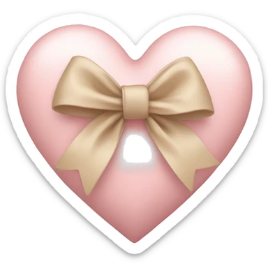 a pale pink heart with a beige bow wrapped around it  sticker