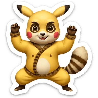 Pickachu with Kung fu panda po sticker