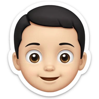 Smiling baby boy face with big eyes, medium skin tone, and black hair sticker