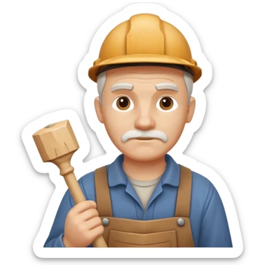wood carving carpenter portrait, head and shoulders only, carving wooden figure with chisel, wood shavings visible, focused craftsman expression, artisan workshop vibe, 3D cartoon style, mobile game icon style, clean background, no text, no watermark
 sticker
