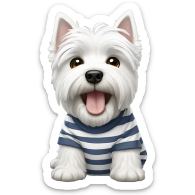 westie in a striped tshirt sticker