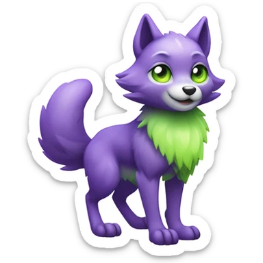 Cute Shiny Chibi Lime-purple Fakémon-Wolf-Pokémon Full Body  sticker