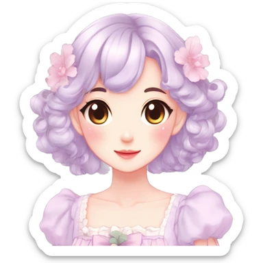 Gorgeous pastel anime style lady with blushing face and a dress cottagecore fairycore  Kawaii anime colorful pearly romantic simplistic aesthetic trending style sticker