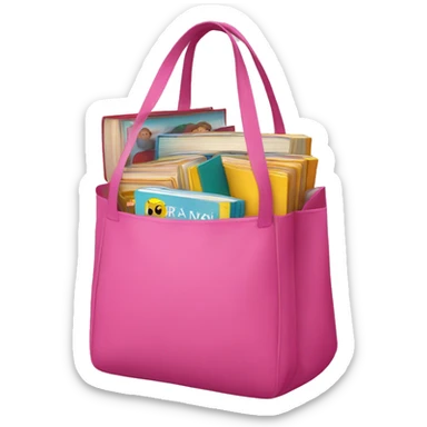 Pink bags with children's books sticker
