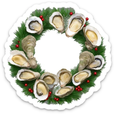 Christmas wreath with oysters sticker
