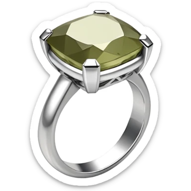 A ring with a pale olive square stone sticker