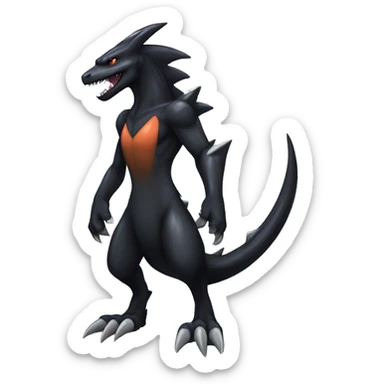 Black Cool Edgy Nargacuga-Garchomp-Houndoom-Sergal Fakémon with Edgy markings,  full body sticker