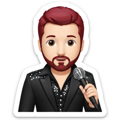 Joey Fatone from 'N Sync with dark red hair, black sequin outfit sticker