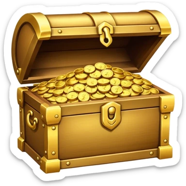 generate a image golden chest image filled with gold coins sticker
