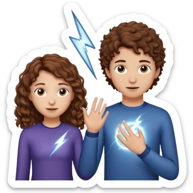 a 15 year old girl with brown curly hair but she has lightnings in it with a brown haired boy who gave her a promise ring sticker