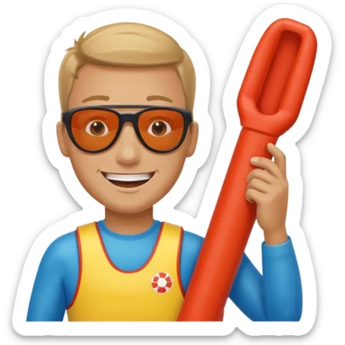 Lifeguard Holding Rescue Tube sticker