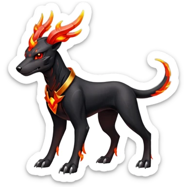 Futuristic volcanic elemental badass cool tough evil Houndoom-Houndour-Genesect-Pokémon-Fakémon-hybrid-creature sticker