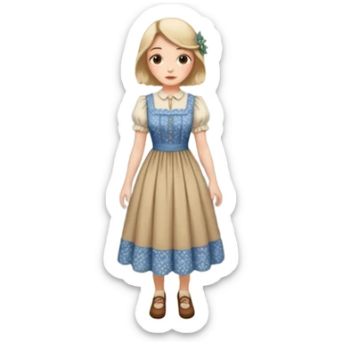 Cottagecore style realistic highly detailed with vintage material dress sticker