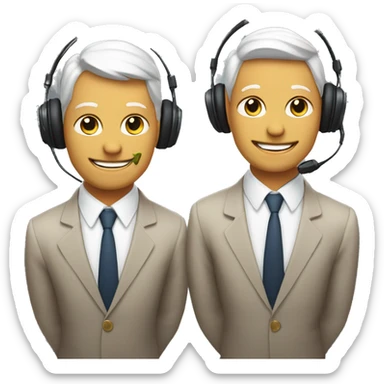 podcast with 2 smiling male cats well-dressed wearing headsets  sticker
