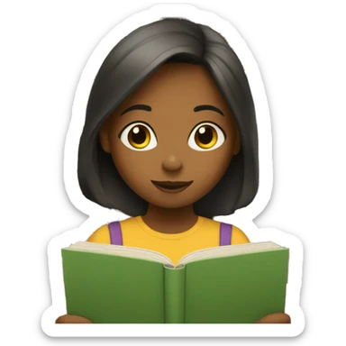 Girl reading at a library sticker