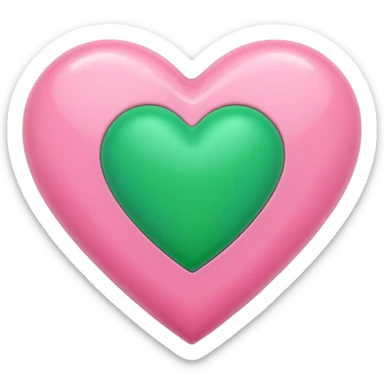 Pink heart with smaller green heart sticker