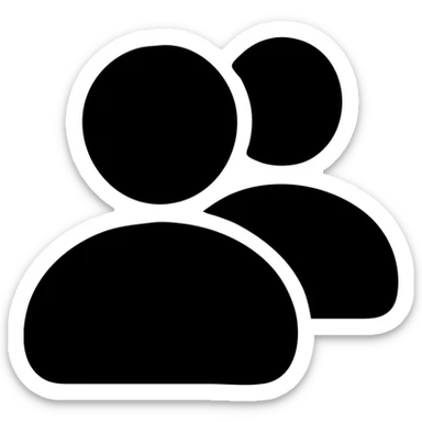 simple silhouette representing followers: two stylized people side by side, solid shape without borders, orange color #fe6601, transparent background sticker