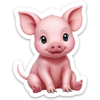 cinematic-[realistic piglet]-realistic-full-body-sitting-emoji,-tail-flicking-lazily,-head-tilted-dramatically,-sleek-[pink]-skin,-simplified-yet-realistic-focused-features,-highly-detailed,-glowing-with-an-almost-sarcastic-glow sticker