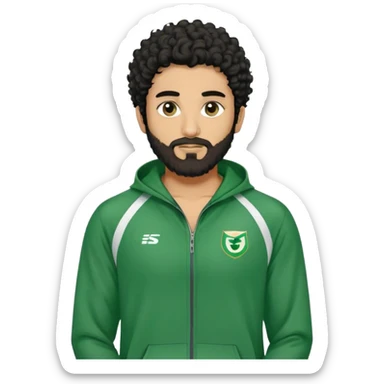 Abdul Ali : Age: Late 20s
Appearance: A strong-built South Asian man with curly black hair, a beard, and dark brown eyes.
Outfit: Green player tracksuit  sticker