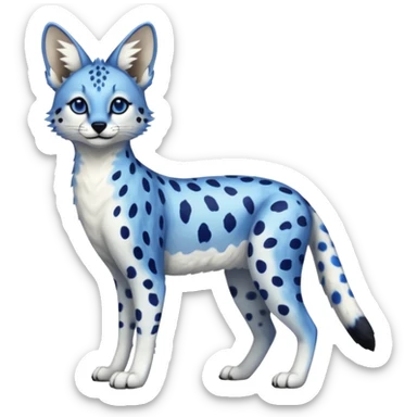 Cobalt-blue, spotted, white-bellied, exotic Serval-sergal-Trico-fusion-animal-hybrid sticker