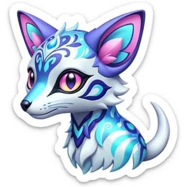 Icy floral shiny colorful neon bright vibrant patterned Genet-Absol-Zeraora-Primagen-fusion-creature  sticker