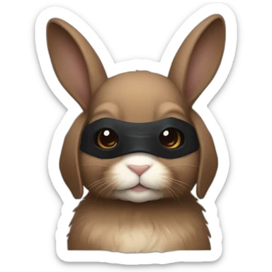 brown holland lop rabbit wearing batman mask (portrait, facing forward, iOS 17 style, happy) sticker