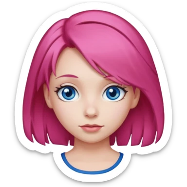  girl with pink hair and red color hairclip sticker
