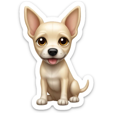 skinny little cream terrier dog pointy ears chihuahua  sticker