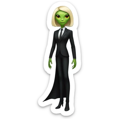 a blonde reptilian alien woman as men in black, full body, full figure sticker