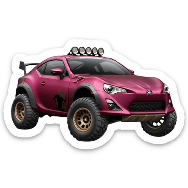 Distressed rusty old Extended wheelbase 2013 scion fr-s dark black cherry off road 4wd monster Baja dessert stadium racer  sticker